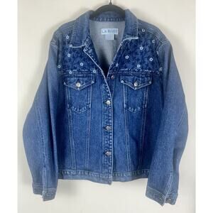 VTG L.A. Blues Denim Jacket Women’s 18/20 Blue Jean Coat Y2K 90s Embroidered
